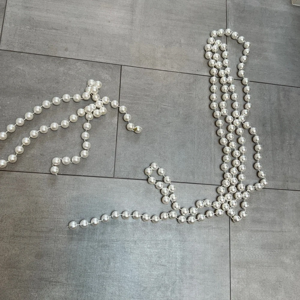 Elegant Pearl Beaded Strands - set of 2, each approx 11’ long. For holiday tree?